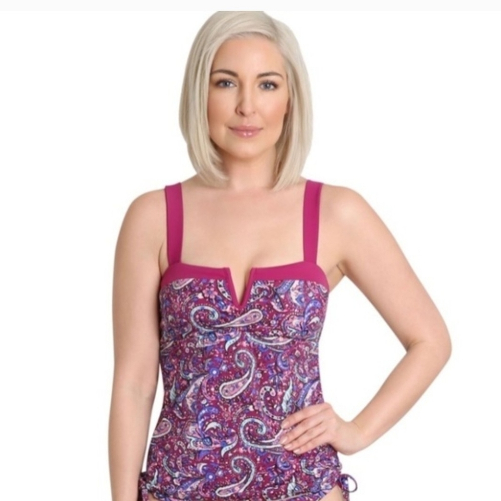 New Nanette Lepore Tankini Top‎ Womens Size 14 Purple Paisley